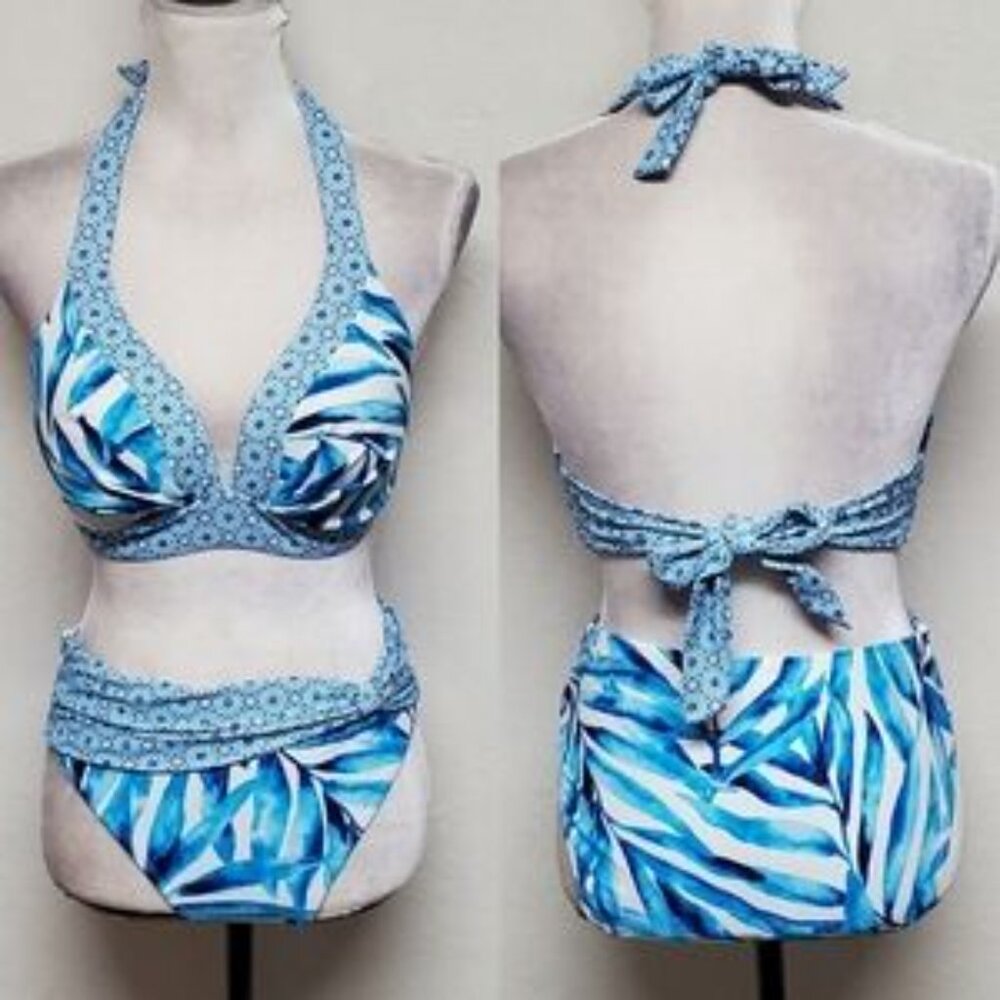 Sweet Escape Swimsuit Top Blue White – Underwire Bikini – Size 8 NWOT